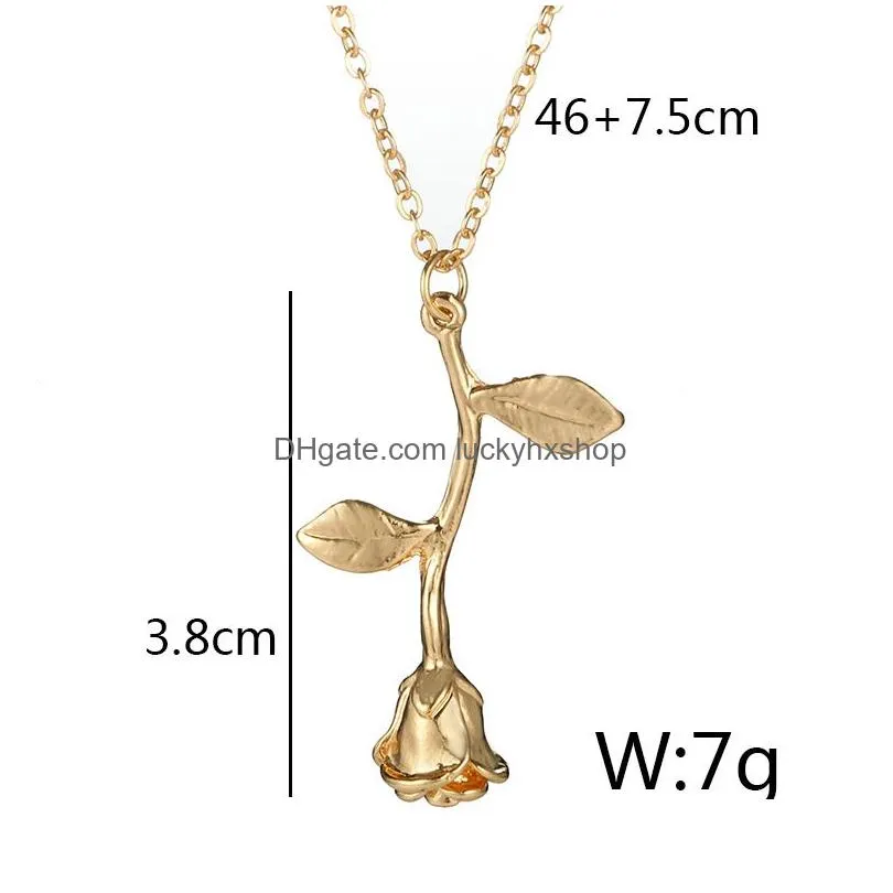 Pendant Necklaces Simple Red Rose Flower Statement Necklace For Women Choker Gold Color Pendant Boho Charm Jewelry Nice Drop Delivery Dhvjc