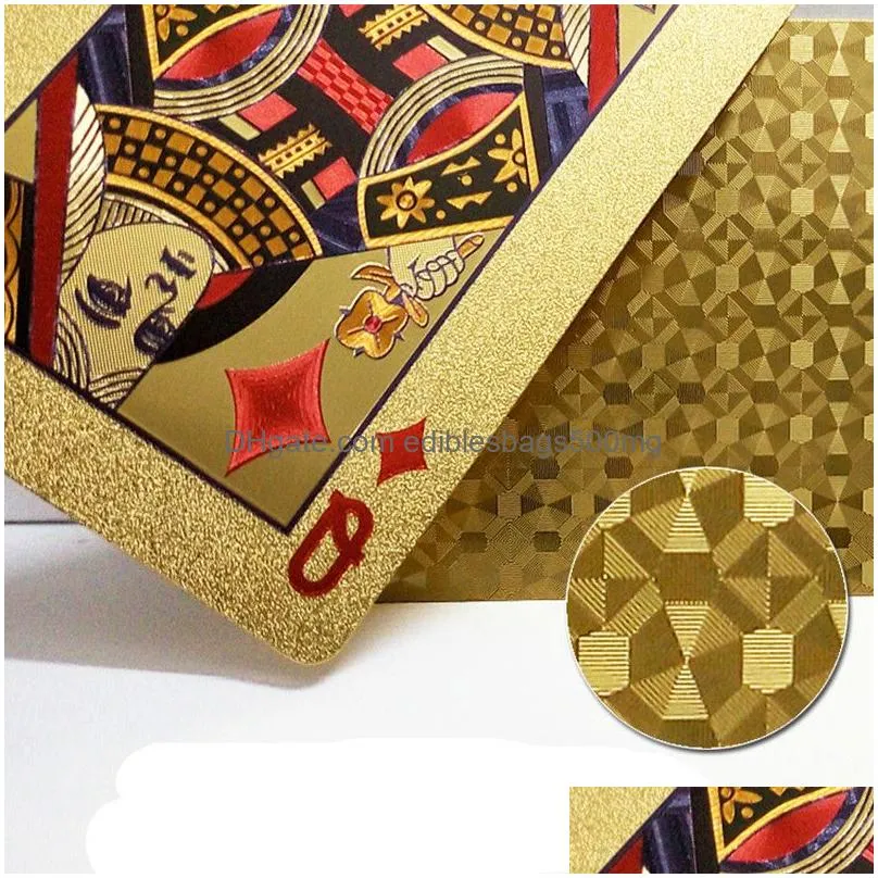 24k gold playing cards poker game deck gold foil poker set plastic magic card waterproof cards magic jugando a las cartas