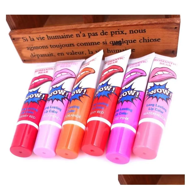Lip Balm 1200Pcs Lip Gloss Lipstick Peel-Off Lasts For 24H No Stain Marine Collagen Balm Plant Romantic Bear Makeup Drop Delivery Heal Dhi94