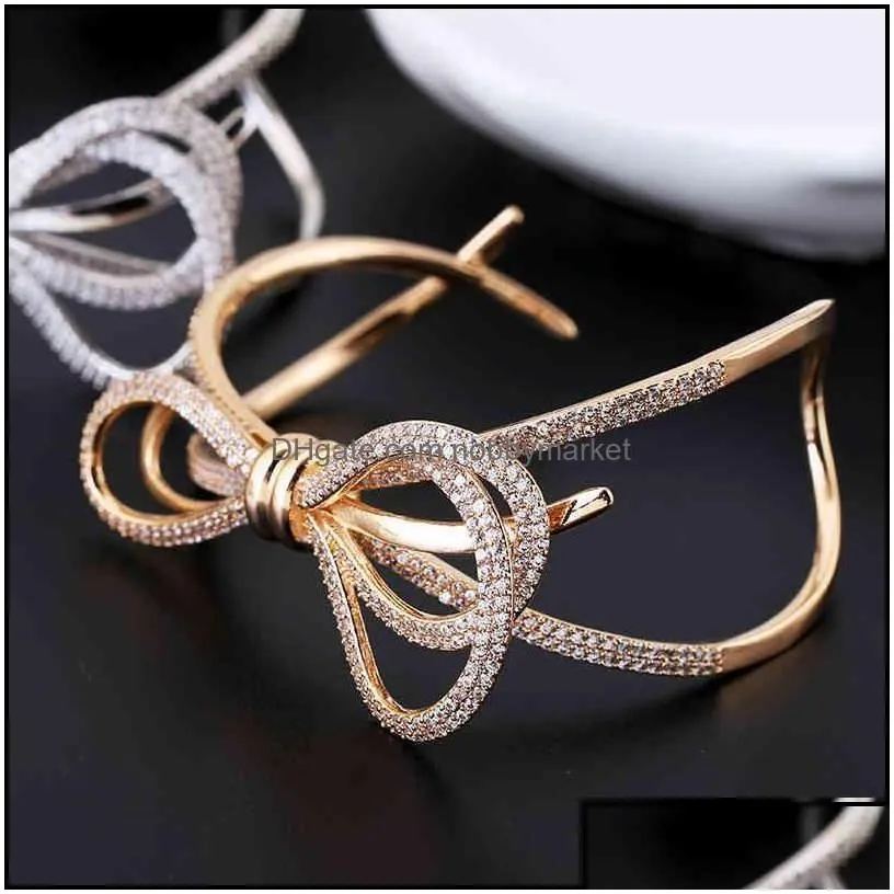 bangle bracelets jewelry ladys elegant luxury bangles beautif bow-knot design very girl charm adjustable for women 210408 drop delivery