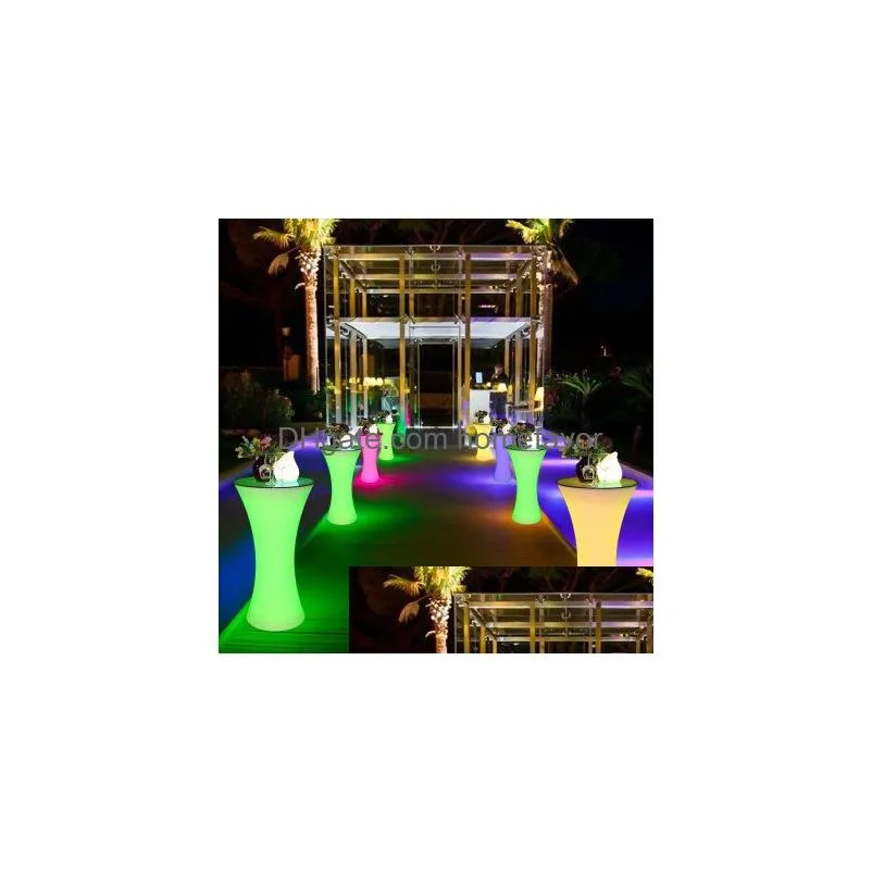  rechargeable led luminous cocktail table ip54 waterproof round glowing led bar table outdoor furniture for bar ktv disco