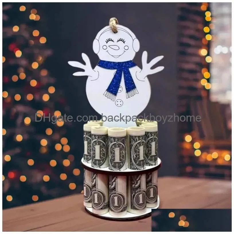 Decorative Objects & Figurines Christmas Unique Money Holder Wooden Cute Clip Tree Decorations Gifts For Children 915 Drop Delivery Ho Dhgay