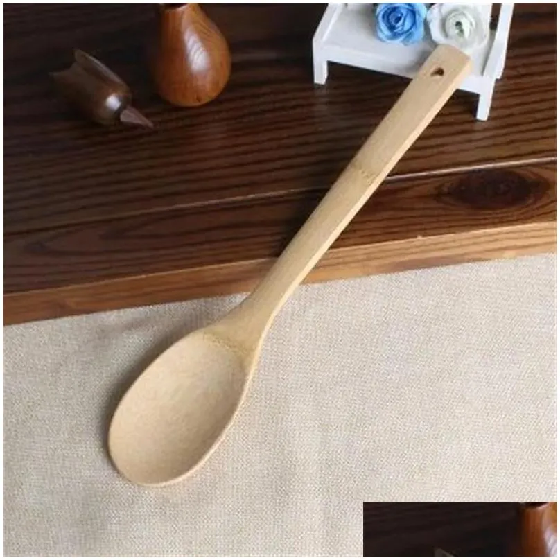 Cooking Utensils Bamboo Spoon Spata 6 Styles Portable Wooden Utensil Kitchen Cooking Turners Slotted Mixing Holder Shovels Fy7604 Drop Dhr2D