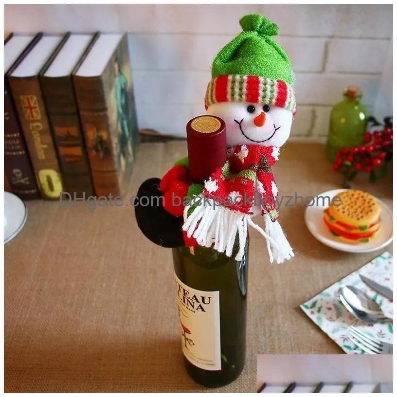 Party Favor New Xmas Red Wine Bottles Er Bags Bottle Holder Party Decors Hug Santa Claus Snowman Dinner Table Decoration Home Christma Dhpat