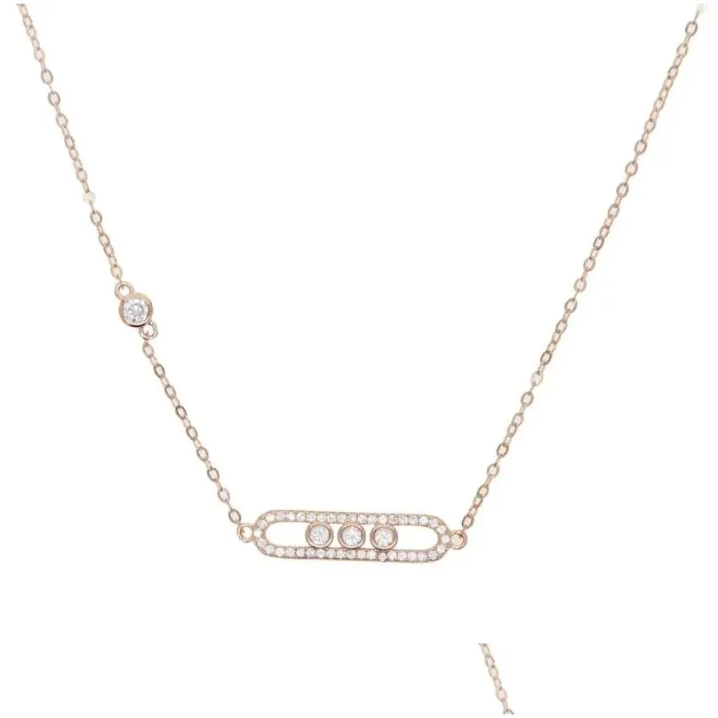 chains high quality cz paved 925 sterling silver jewelry geometric round dots rectangle bar necklaces