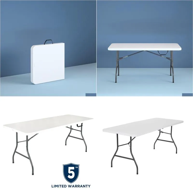 Camp Furniture 6 Foot Folding Table In White Le Drop Delivery Sports Outdoors Camping Hiking Hiking And Camping Dhxu0