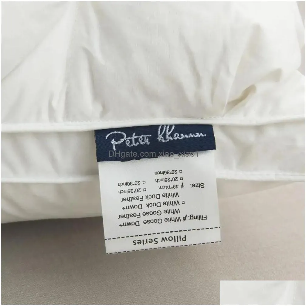 pillow peter khanun luxury goose down feather pillows pinch pleat design neck protection king queen bed pillow 100% cotton 063 1 pcs