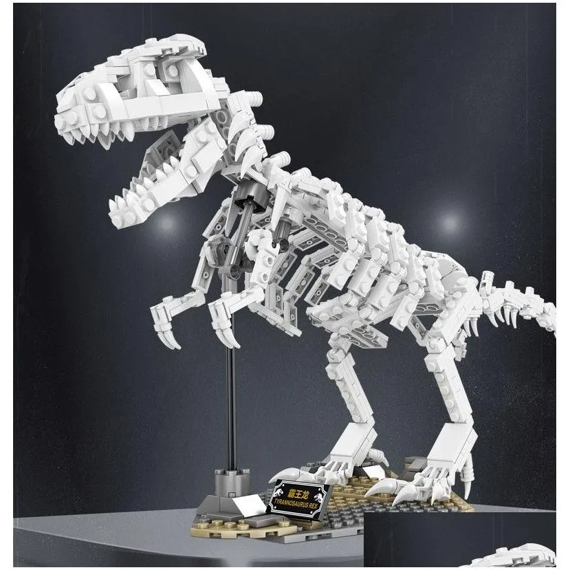 Model Building Kits Wholesale Dinosaur Build Block Custom Bone Luminous Skeleton Model Bricks Small Particle Toy Lepin Christmas For D Dhsbh