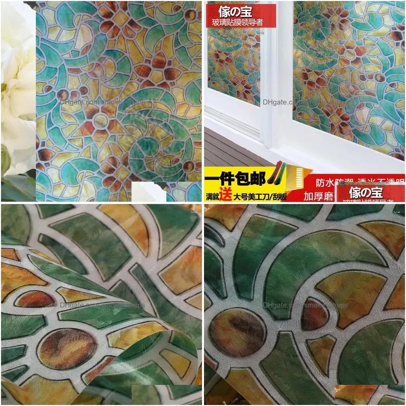 wallpapers quality glass film eco-friendly vintage translucidus transparent bathroom multicolour window stickers