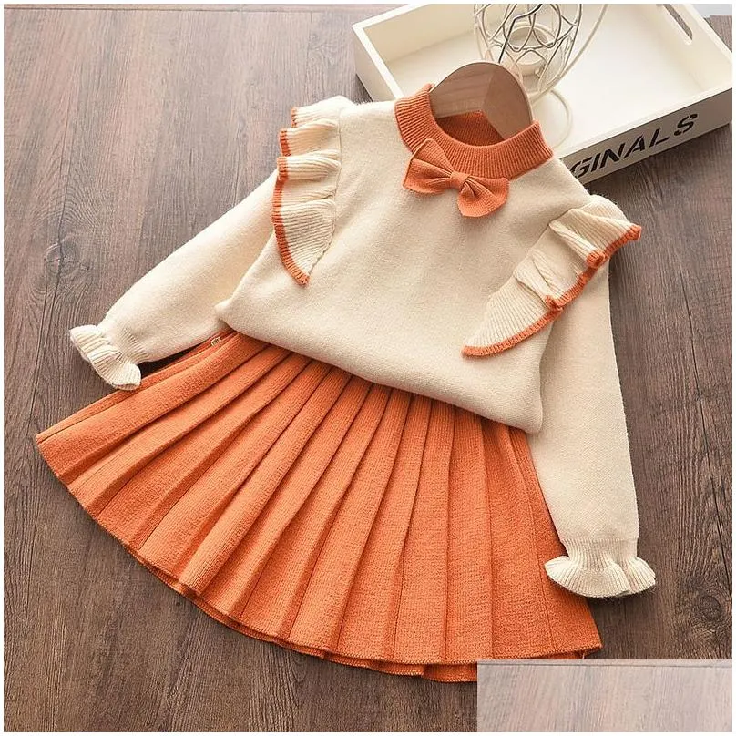 Girl`S Dresses Girls Dresses Autumn Toddler Winter Baby Dres Girl Knit Dress Ruffled Sleeve Sweater Clothing Lace 230204 Drop Delivery Dh3Ij