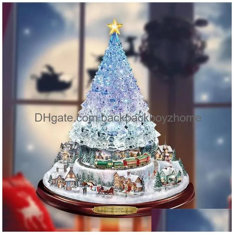 Christmas Decorations Tree Rotating Scpture Train Paste Window Stickers Winter Home Decoration 1024 Drop Delivery Dho51