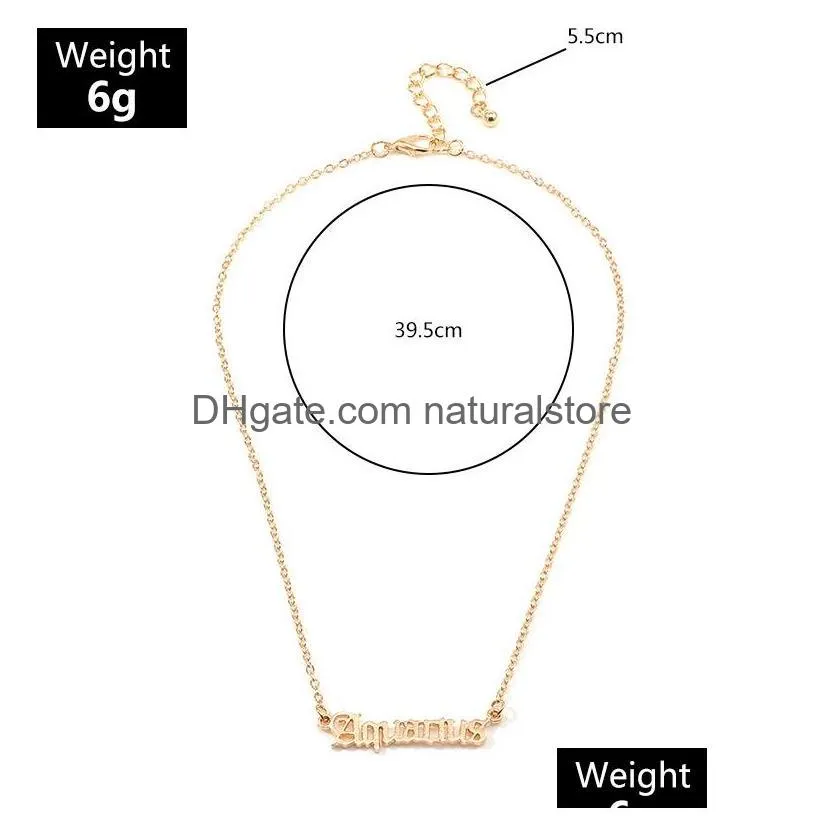 Pendant Necklaces Vintage Zodiac Letter Necklaces For Women Personalized 12 Constellation Sign Pendant Gold Chains Choker Fashion Jewe Dhohl