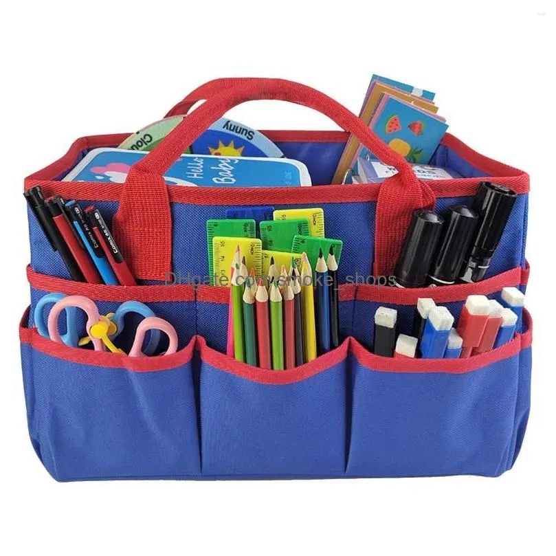 storage bags blue red teachers craft art pets cleaning supplies caddy multipurpose tool waterproof tote bag carrying organizer with