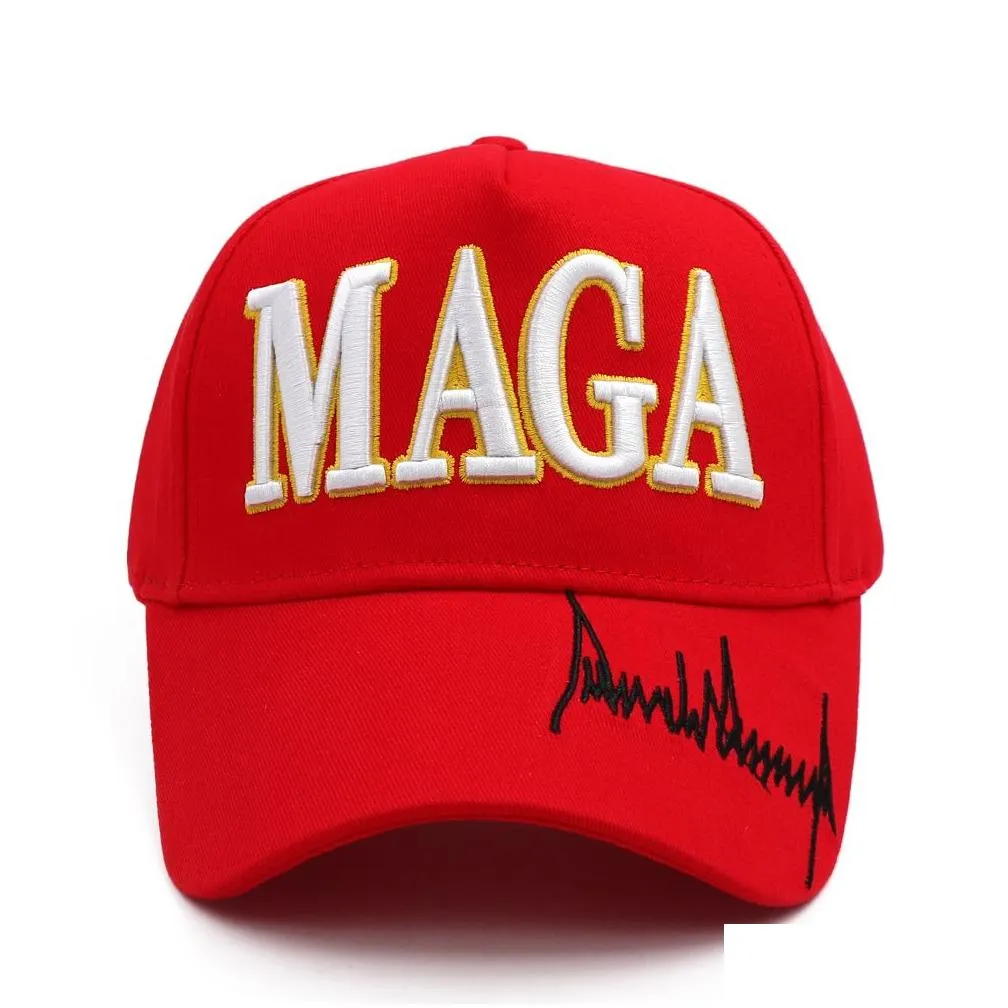 Party Hats Maga Embroidery Hat Trump 2024 Black Red Baseball Cotton Cap For Election Drop Delivery Home Garden Festive Party Supplies Dhnqb