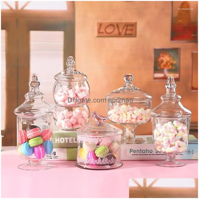 storage bottles creative glass candy jar bottle with lid kitchen living room dessert tank wedding cake