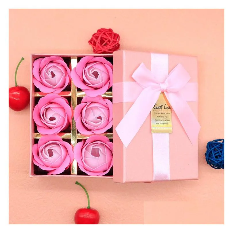 Soaps Artificial Fake Flower Gift Box Rose Scented Bath Soap Flowers Set Valentines Thanksgiving Mother Day Wedding Christmas Drop Del Dhpev