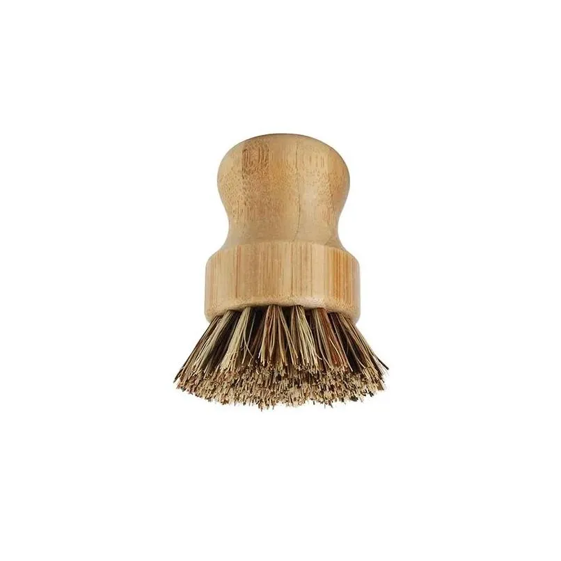 Cleaning Brushes Bamboo Dish Scrub Brushes Kitchen Wooden Cleaning Scrubbers For Washing Cast Iron Pan Pot Natural Sisal Bristles S13 Dhikk