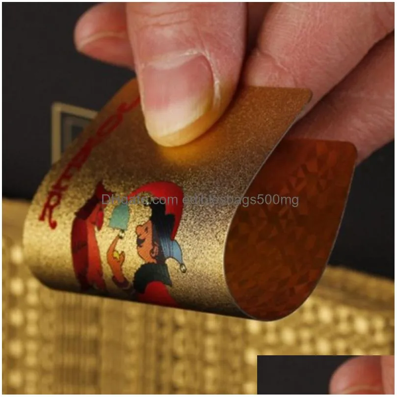 24k gold playing cards poker game deck gold foil poker set plastic magic card waterproof cards magic