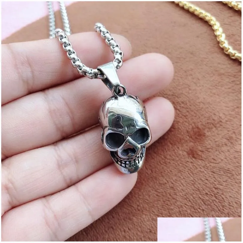 stainless steel necklaces jewelry gothic accessories chain mens locket festival halloween gift skull titanium steels punk hip-hop
