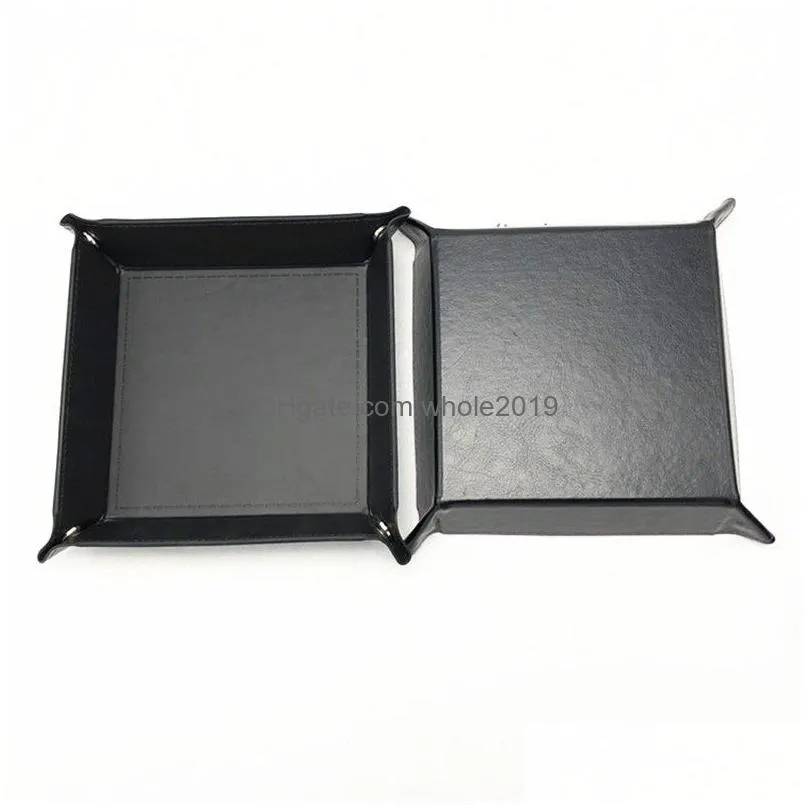 Party Favor Foldable Storage Box Pu Leather Square Tray For Dice Table Games Key Wallet Coin Desktop Drop Delivery Dhr53