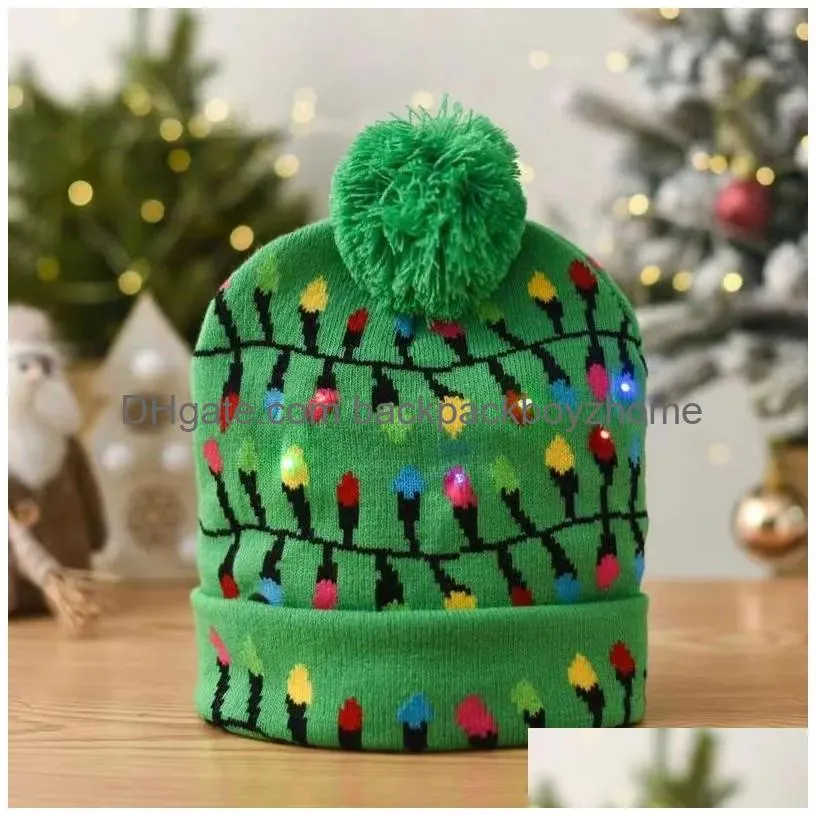 Party Hats Fashionable Christmas Led Light Knitted Hat Lantern Party Warm Adt Ball Wholesale 1103 Drop Delivery Home Garden Festive Pa Dhhqo