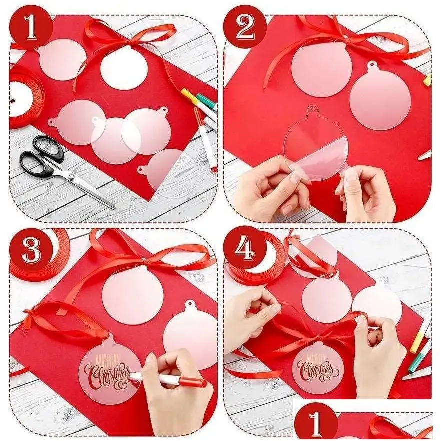 Christmas Decorations 24 Piece 3Inch Transparent Clear Circle Christmas Hangtag Diy Blank Round Acrylic Xmas Tree Ornaments Pendant Dr Dhuyz