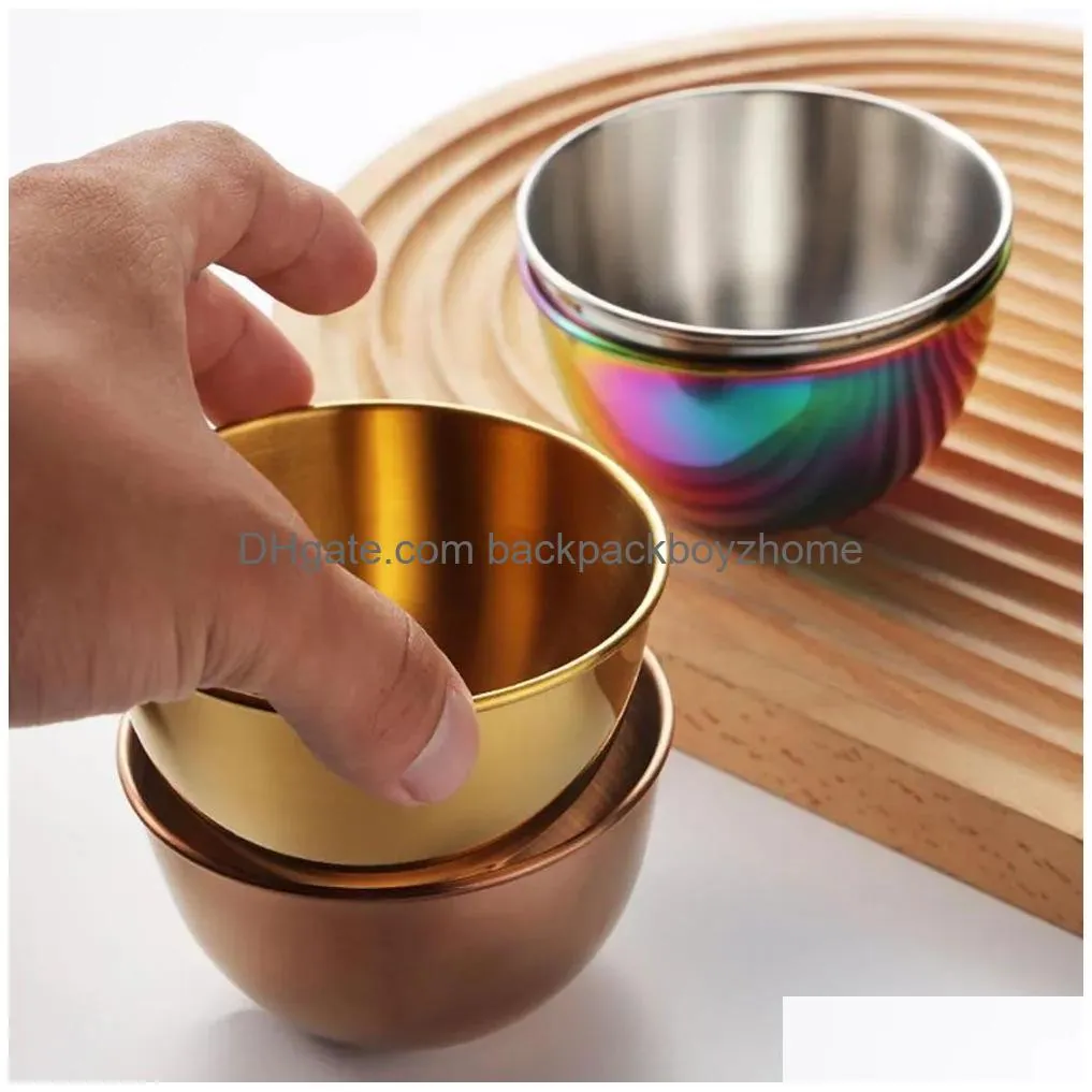 Bowls Stainless Steel Small Bowls Sauce Dishes Ice Cream Cups Mini Serving Dessert Bowl Round Seasoning Sushi Dip For Kitchen Drop Del Dhqbo
