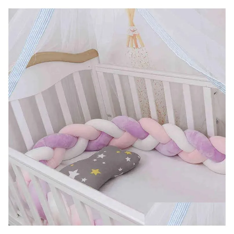 Bed Rails 100Cm Bed Braid Knot Pillow Cushion Bumper For Infant Kids Crib Protector Cot Room Decor Anti-Collision 29 Drop Delivery Bab Dhduc