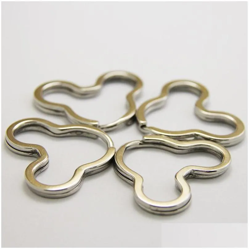 Key Rings 100Pcs/Lot Metal Pentagram Star Heart Key Holder Split Rings Keyring Keychain Loop Circle Hook Accessories Drop Delivery Je Dh38H