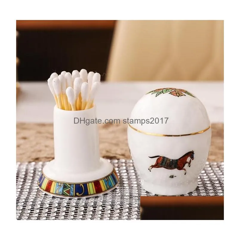 classic european toothpick box bucket household square toothpick holder coffee table ceramic decoration creative