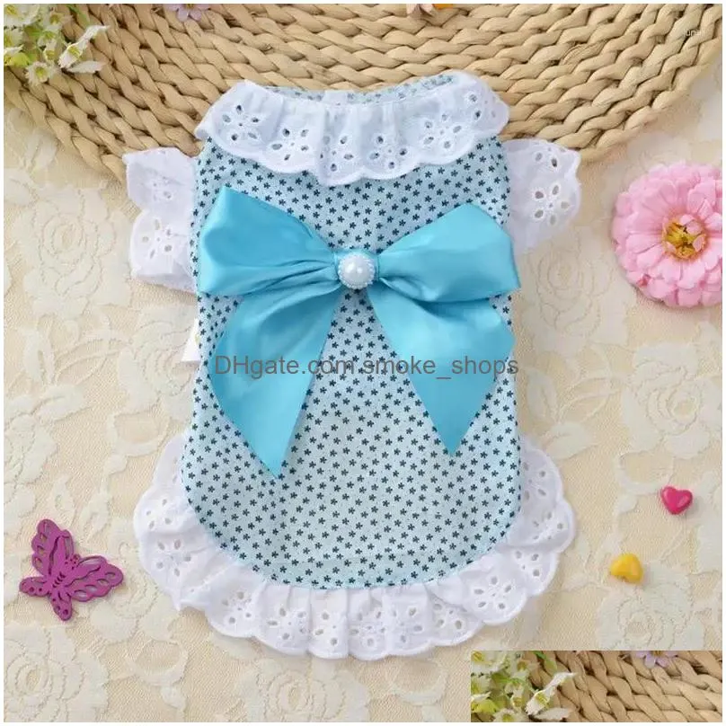 cat costumes pet dress broken flower lace small medium cats dogs skirts spring and summer 2 color xs-l cute bow clothes