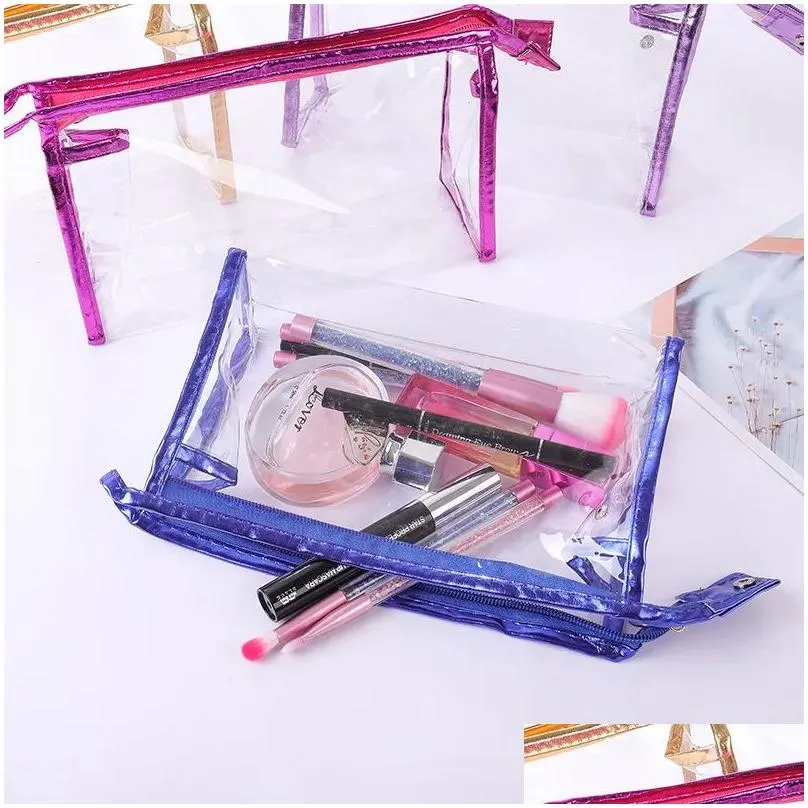 Storage Bags Clear Waterproof Makeup Bags Fashion Women Transparent Cosmetic Bag Travel Storage 5 Colors Sea Drop Delivery Home Garden Dhash