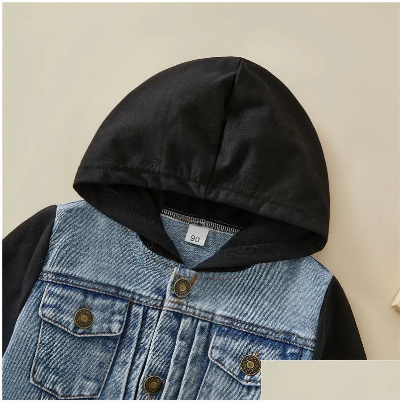 Coat 2023 Children Jackets Coat Autumn Winter Boy Suit Girl Clothes Baby Denim Hooded Outwear Outfits Toddler Kids Clothing Drop Deliv Dh6Iw