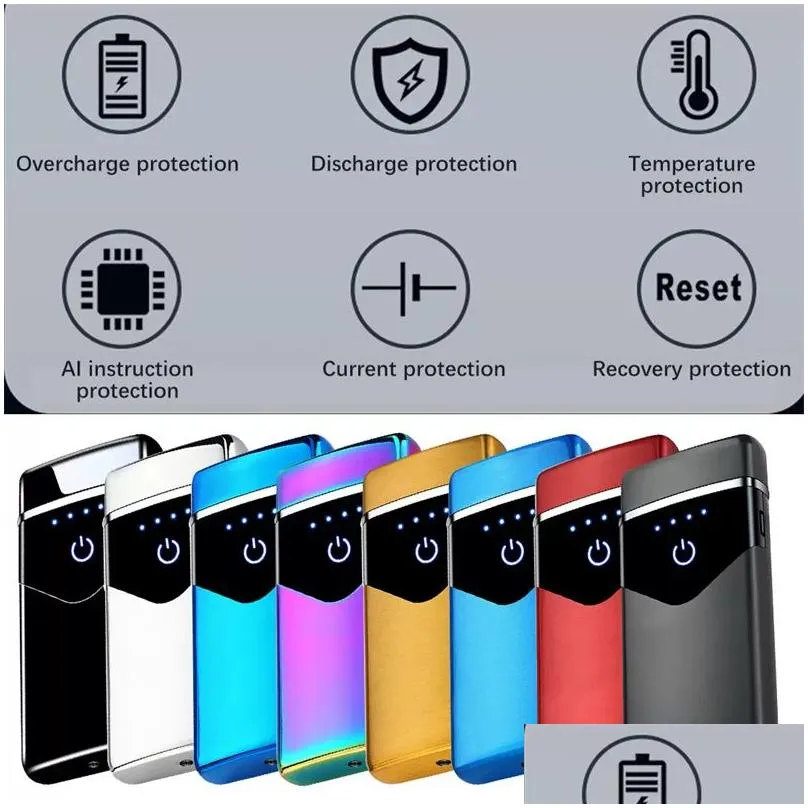  double arc electric usb lighter rechargeable plasma windproof pulse flameless cigarette lighter colorful charge usb lighters