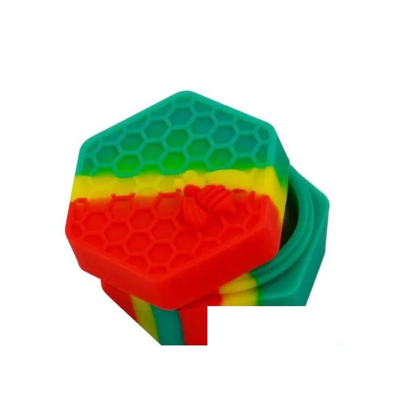 rich color honeybee hexagon silicone container jars container silicone container for oil crumble wax silicone jars dab