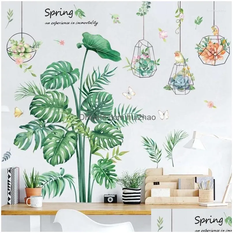 wall stickers diy decal plant tropical leaves decoration for living room bedroom hallway fridge