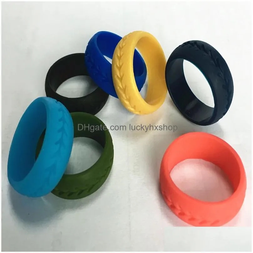 Band Rings 7 Colors/Lot Sile Sports Rings Uni Personalized Softball Finger For Women Men Wedding Engagement Fashion Jewelry Gift Drop Dhu0A