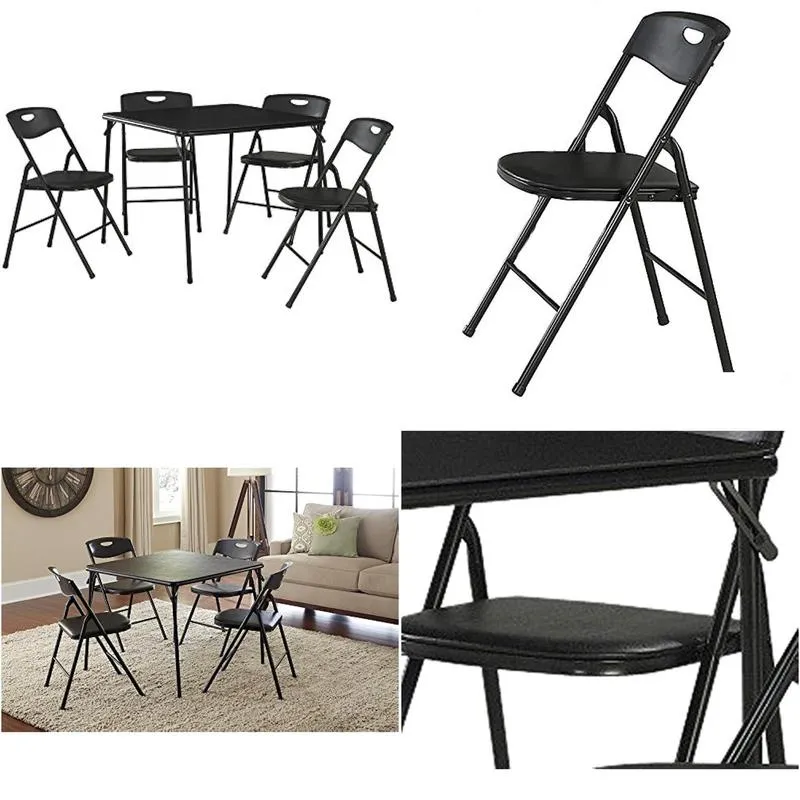 Camp Furniture Cosco 5 Piece Folding Table And Chair Set Black Fold Out Drop Delivery Sports Outdoors Camping Hiking Hiking And Campin Dhehg