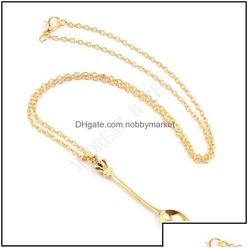 pendant necklaces pendants jewelry wholesale jewelry chain gold sier crown mini teapot royal alice snuff necklace spoon necklace drop