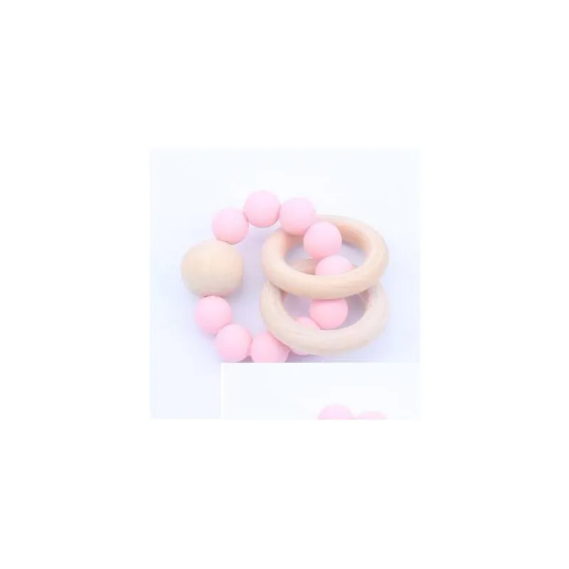 Soothers & Teethers Baby Teether Rings Food Grade Beech Wood Teething Ring Soothers Chew Toys Shower Play Round Wooden Bead Newborn Si Dhycx