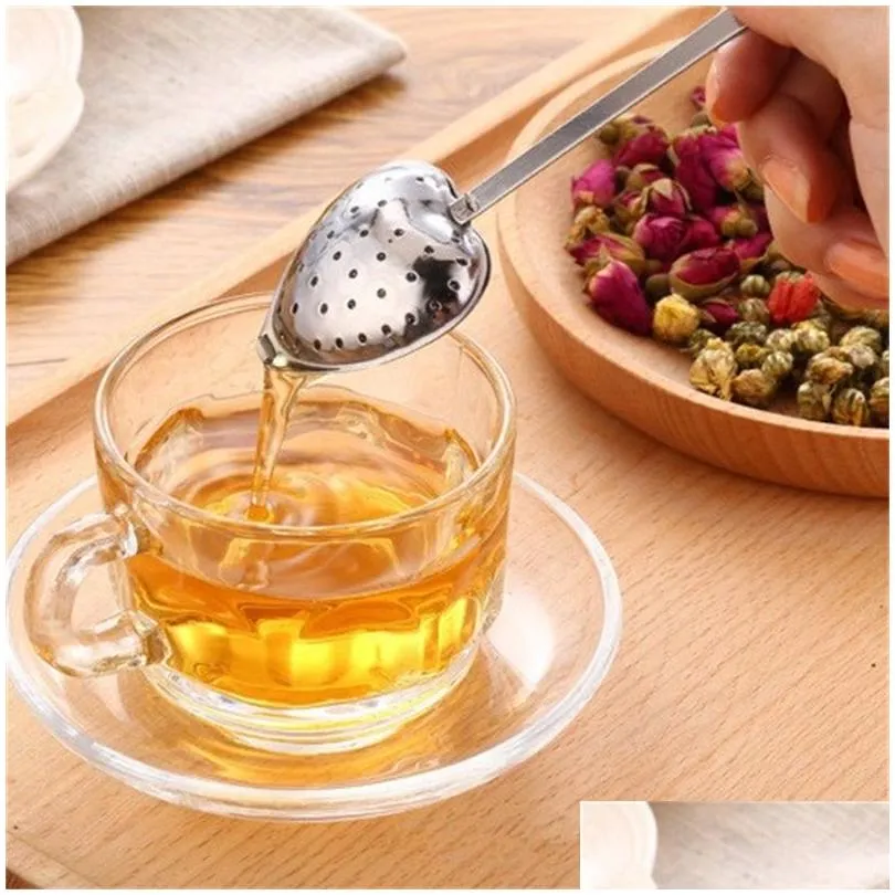  spring tea time convenience heart tea tools infuser heart-shaped stainless herbal infuser spoon filter 1 s2