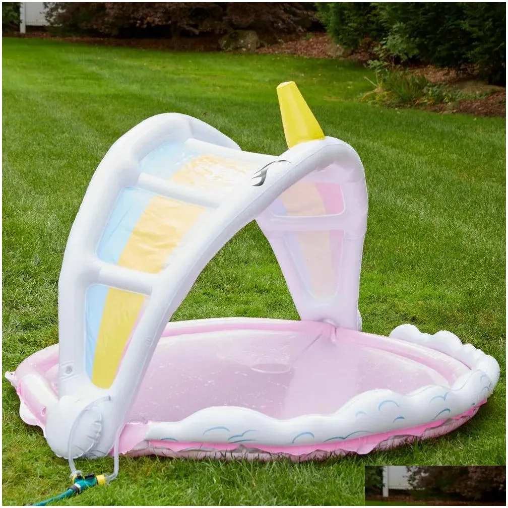 Air Inflation Toy Rainbow Shade N Splash Sprinkler And Pad 5 Drop Delivery Sports Outdoors Water Sports Beach Equipment Dh9Bf