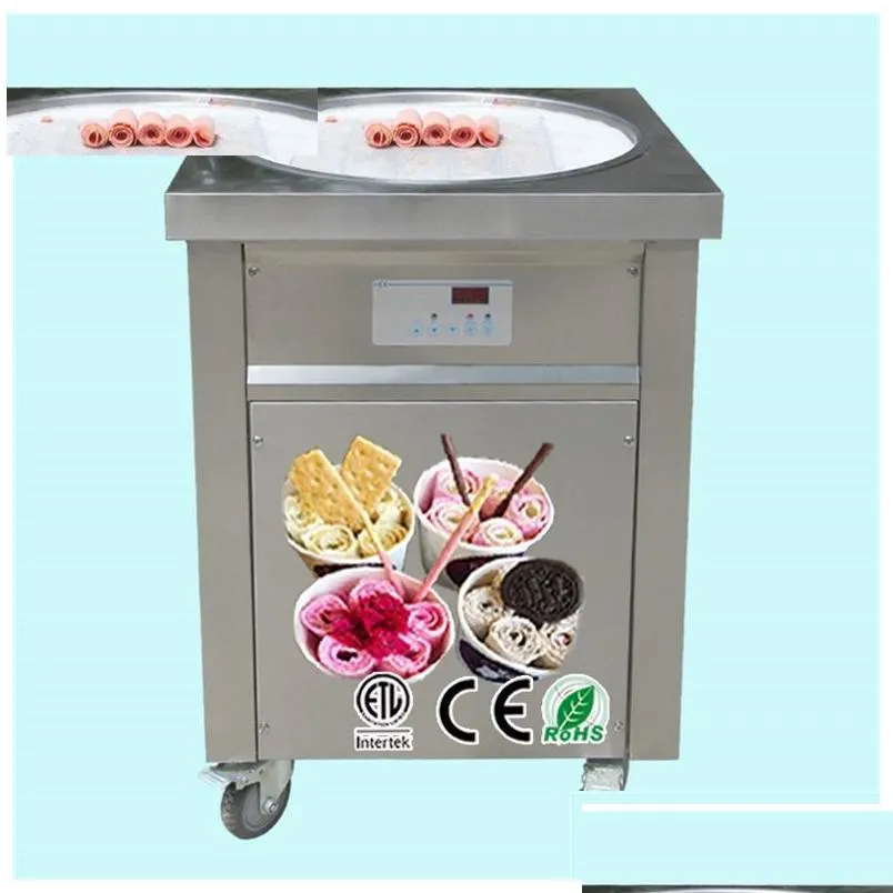Other Kitchen, Dining & Bar To Door Etl Ce Kitchen Equipment High Quality 55Cm Single Round Pan Roll Ice Cream Hine Drop Delivery Home Dhlq3