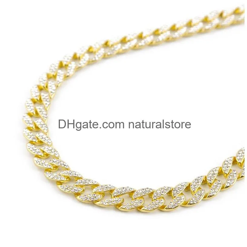 Chains Hip Hop Iced Out Chains Men S  Long Heavy Gold Plated Cuban Link Necklace For Mens Fashion Rapper Jewelry Party Gift Drop Dhjjw