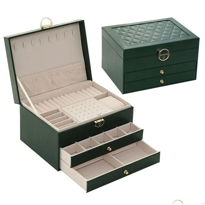 jewelry boxes we box with watch pillow 3layer large capacity casket organizer earring holder storage 230515