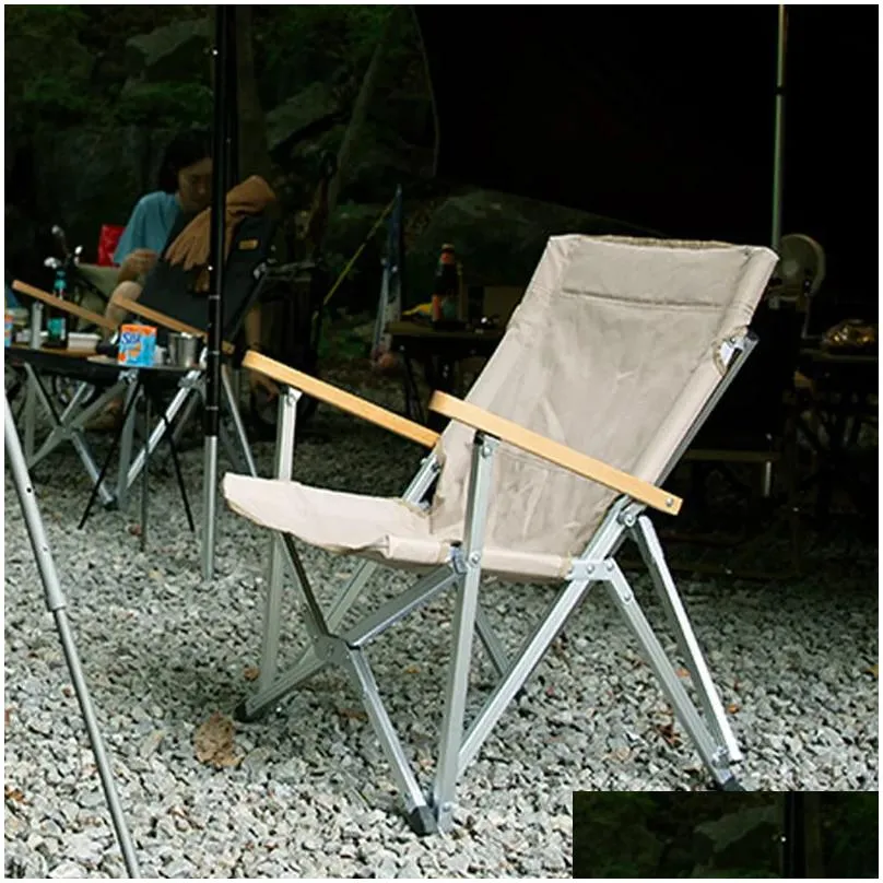 Camp Furniture Outdoor Folding Chair Portable Stainless Steel 600D Oxford Cloth Collapsible Seat For Fishing Picnic Beach Tralight Dr Dhn0M