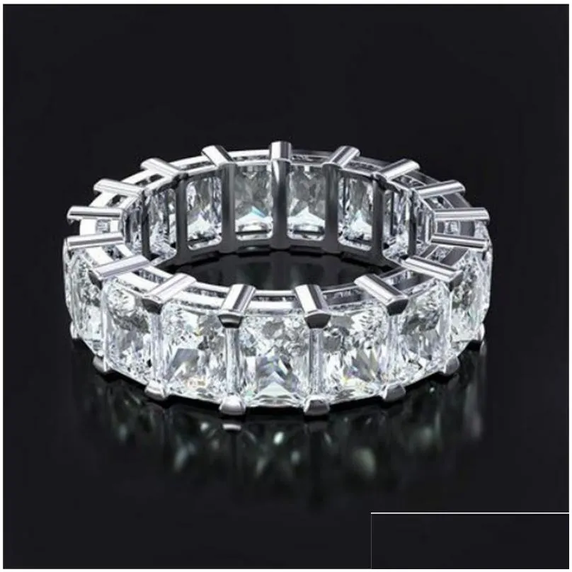 Wedding Rings Luxury Eternity Promise Ring 925 Sterling Sier Princess Cut Aaaa Cz Party Wedding Band Rings For Women Bridal Fashion J Dhtmd