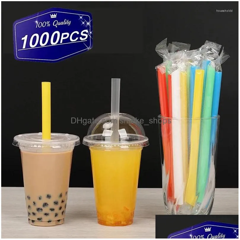 disposable cups straws plastic 1000pcs individually packed large colorful boba bubble tea milkshake straw kitchen bar accessories