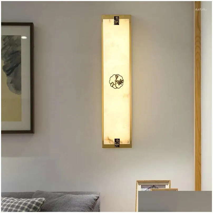 Wall Lamps A Contemporary Brass Lamp Led 3 Colors Vintage Marble Creative Sconce Light For Home Living Room Bedroom Drop Delivery Dhncs