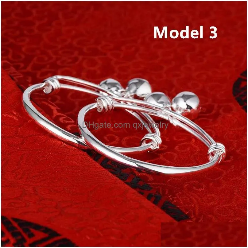 Bangle 4 Designs For Options Lovely Baby Bangles Sier Gold Plated Bells Bracelet Babies Kids Children Wholesale Drop Delivery Jewelry Dhylp